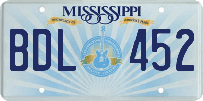 MS license plate BDL452