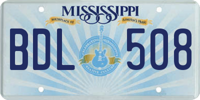 MS license plate BDL508
