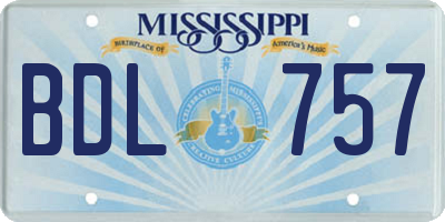 MS license plate BDL757