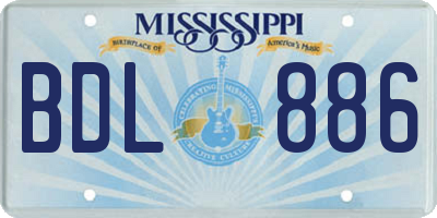 MS license plate BDL886