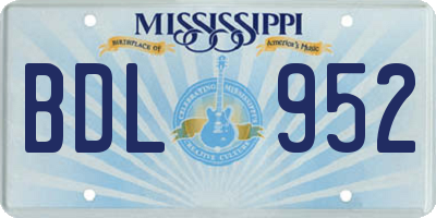 MS license plate BDL952