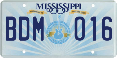 MS license plate BDM016
