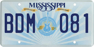 MS license plate BDM081