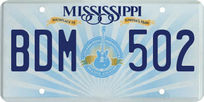 MS license plate BDM502