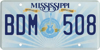 MS license plate BDM508