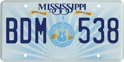 MS license plate BDM538
