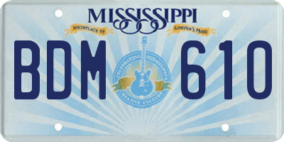 MS license plate BDM610