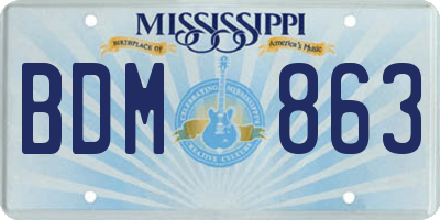 MS license plate BDM863