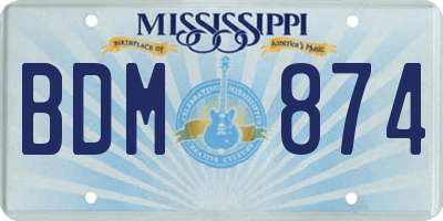 MS license plate BDM874
