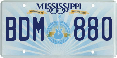 MS license plate BDM880