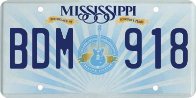 MS license plate BDM918