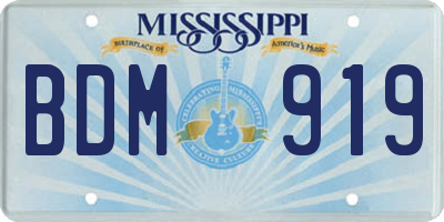 MS license plate BDM919