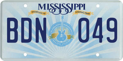 MS license plate BDN049