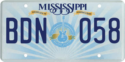 MS license plate BDN058