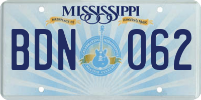 MS license plate BDN062