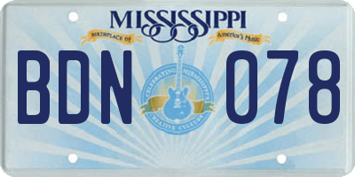 MS license plate BDN078