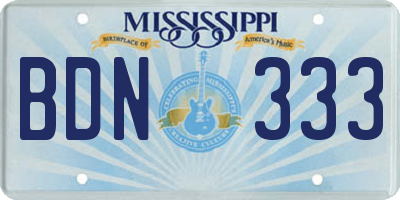 MS license plate BDN333