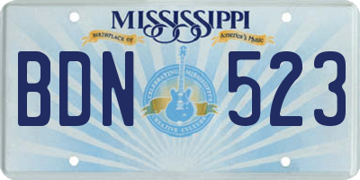 MS license plate BDN523