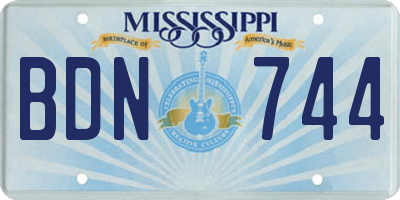 MS license plate BDN744