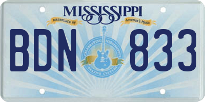 MS license plate BDN833