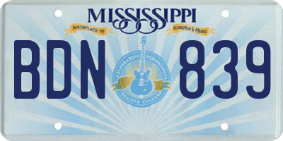 MS license plate BDN839