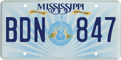 MS license plate BDN847