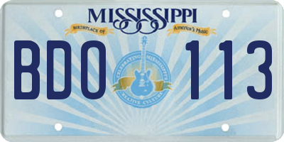 MS license plate BDO113
