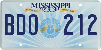 MS license plate BDO212
