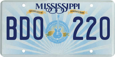 MS license plate BDO220