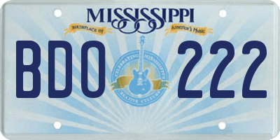 MS license plate BDO222