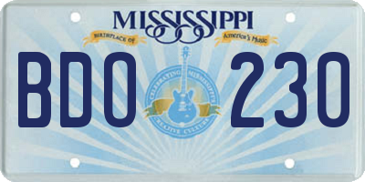 MS license plate BDO230