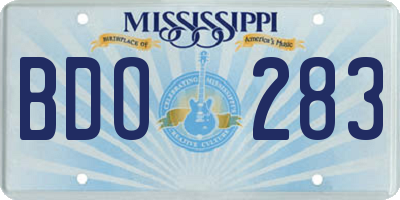 MS license plate BDO283