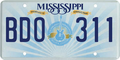 MS license plate BDO311