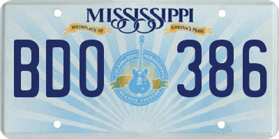MS license plate BDO386