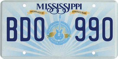 MS license plate BDO990