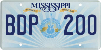 MS license plate BDP200
