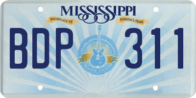 MS license plate BDP311