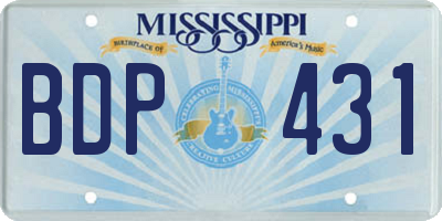 MS license plate BDP431