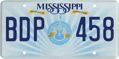 MS license plate BDP458