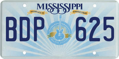 MS license plate BDP625