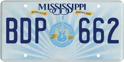 MS license plate BDP662