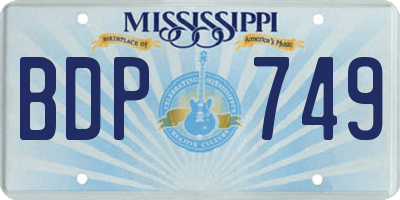 MS license plate BDP749
