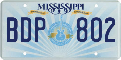 MS license plate BDP802