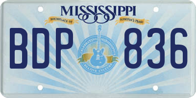 MS license plate BDP836