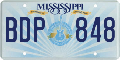 MS license plate BDP848