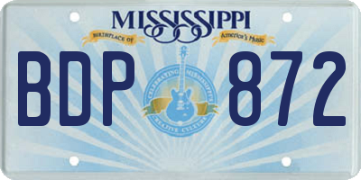 MS license plate BDP872