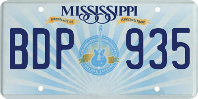 MS license plate BDP935