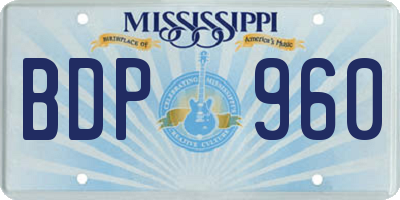 MS license plate BDP960