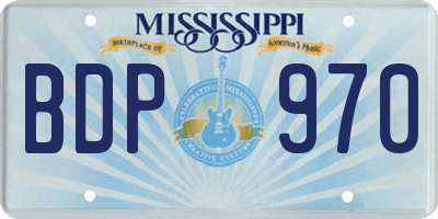 MS license plate BDP970