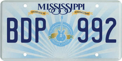 MS license plate BDP992